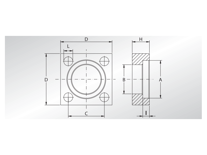 Flansza kwadratowa Q-ST, Materiał: Stal węglowa S355J2 (CR
