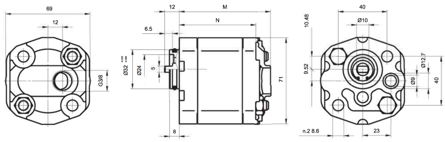 Pompa zębata grupa 1, śruby 40x40mm, zamek 32mm, Objętoś