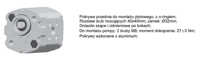 Pompa zębata grupa 1, śruby 40x40mm, zamek 32mm, Objętoś