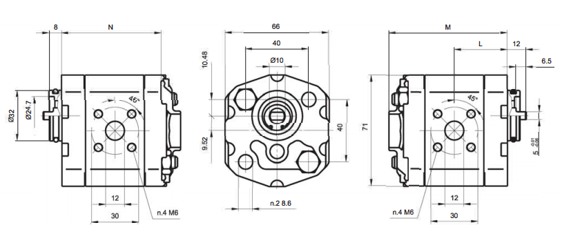 Pompa zębata grupa 1, śruby 40x40mm, zamek 32mm, Objętoś