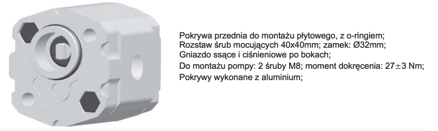 Pompa zębata grupa 1, śruby 40x40mm, zamek 32mm, Objętoś