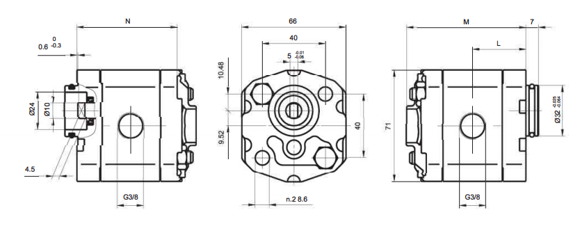Pompa zębata grupa 1, śruby 40x40mm, zamek 32mm, Objętoś