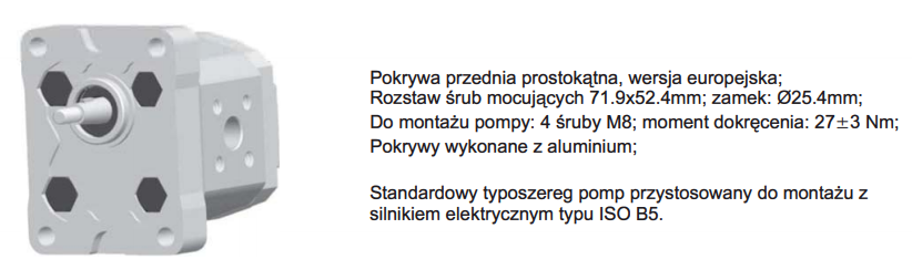 Pompa zębata grupa 1, śruby 71,9x52,4mm, zamek 25,4mm, Obj