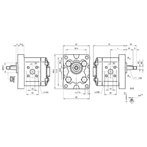Pompa zębata gr. 1 E, Objętość geometryczna: 3,7 cm³/ob