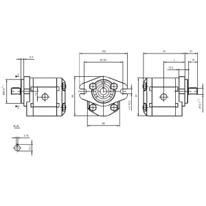 Pompa zębata gr. 1.5 S, Objętość geometryczna: 2,1 cm³/