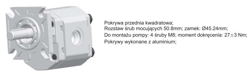 Pompa zębata grupa 1.5, śruby 50,8mm zamek 45,24mm, Objęt