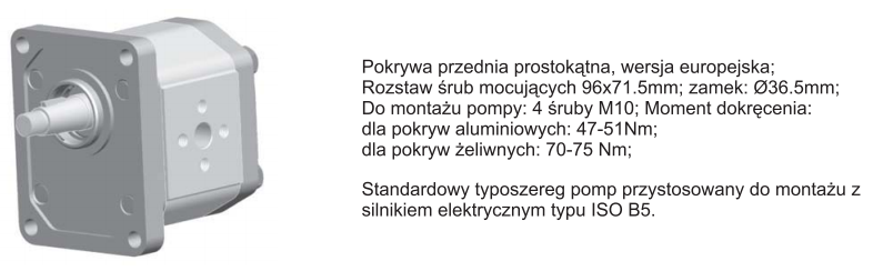 Pompa zębata  grupa 2, śruby 96x71,5mm zamek 36,5mm, Obję
