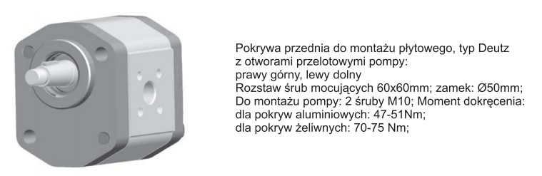 Pompa zębata grupa 2, śruby 60x60mm, zamek 50mm, Objętoś