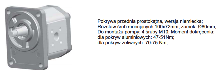 Pompa zębata grupa 2, śruby 100x72mm zamek 80mm, Objętoś