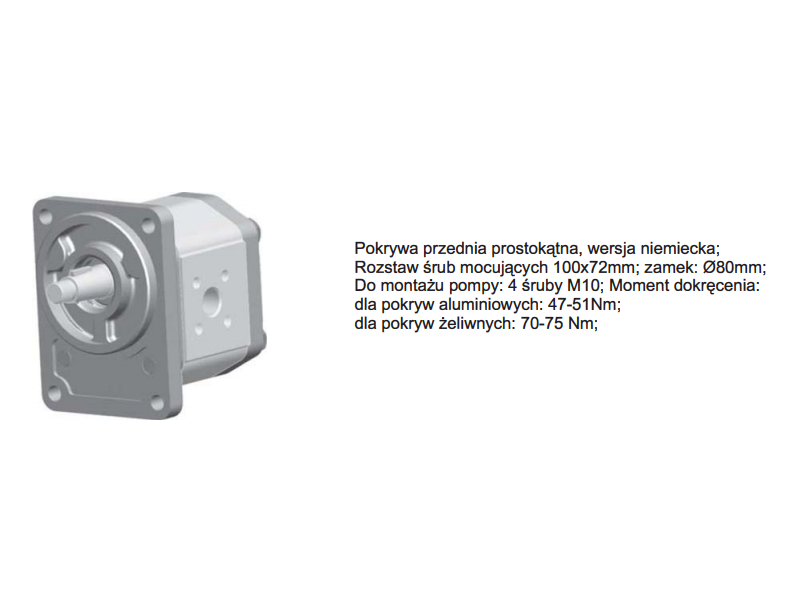Pompa zębata grupa 2, śruby 100x72mm zamek 80mm, Objętoś
