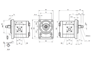 Pompa zębata grupa 2, śruby 100x72mm zamek 80mm, Objętoś