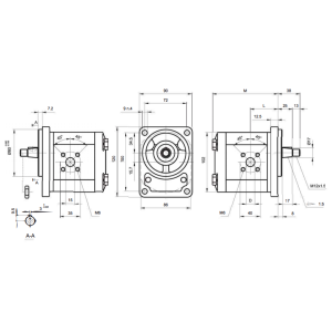 Pompa zębata grupa 2, śruby 100x72mm zamek 80mm, Objętoś